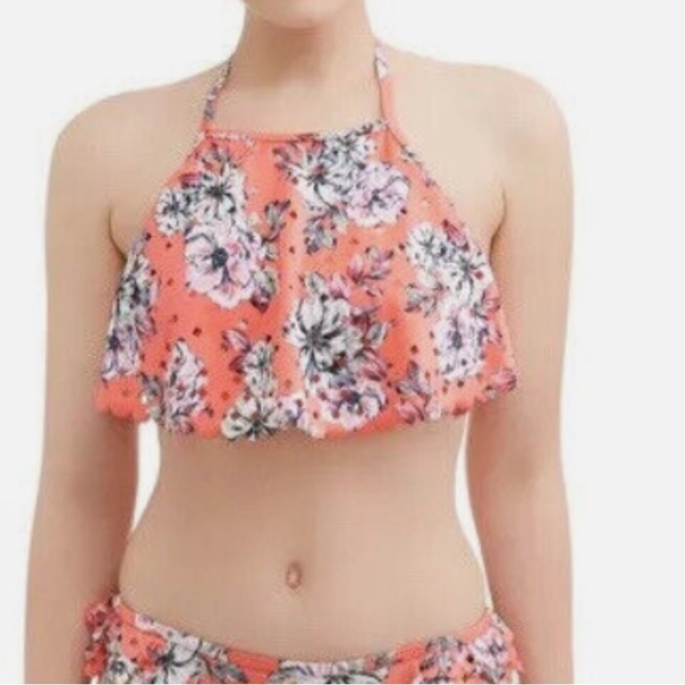 Floral Halter Bikini Top